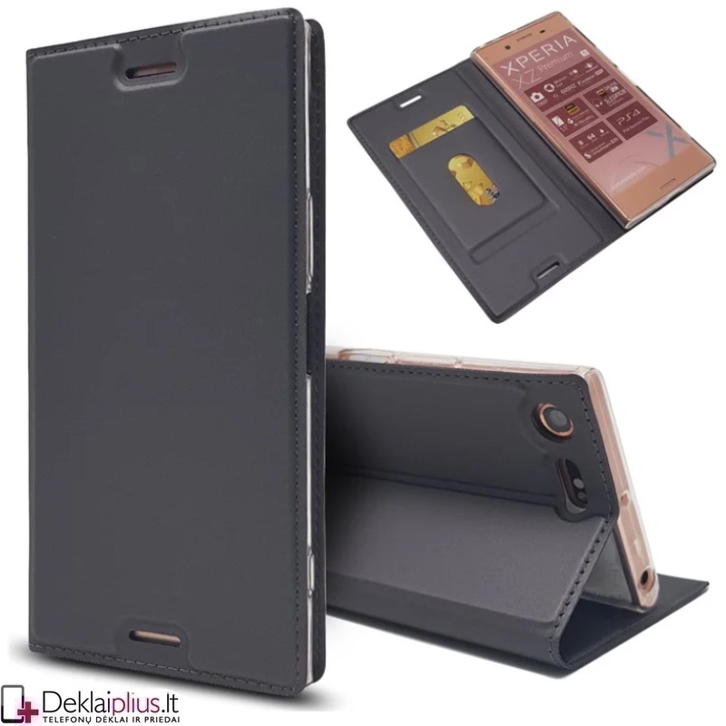 Dirbtinės odos dėklas - tamsiai pilkas (Sony Xperia Xz Premium) Dirbtinės odos dėklas - tamsiai pilkas (Sony Xperia Xz Premium)